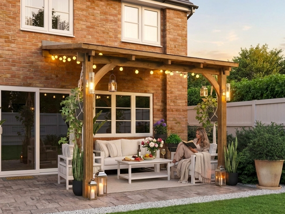 Lean-to canopy &mdash; a sample of the finish